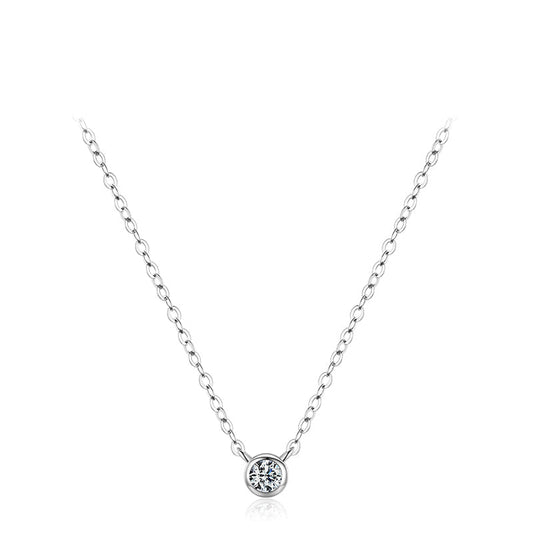 Colar Circe Prata Ponto de Luz Simples Zircônia Redonda