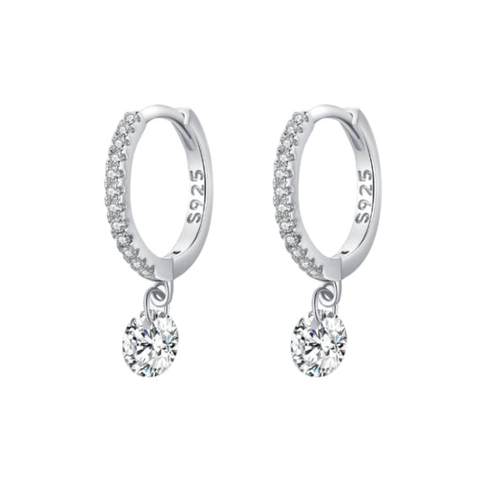 Brinco de Prata Gaia Cravejado Pingente Zircônia