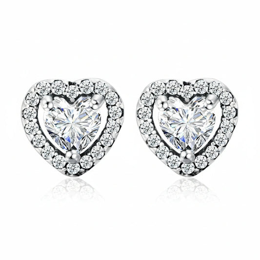 Brinco de Prata Naxos Coração Solitário Cravejado