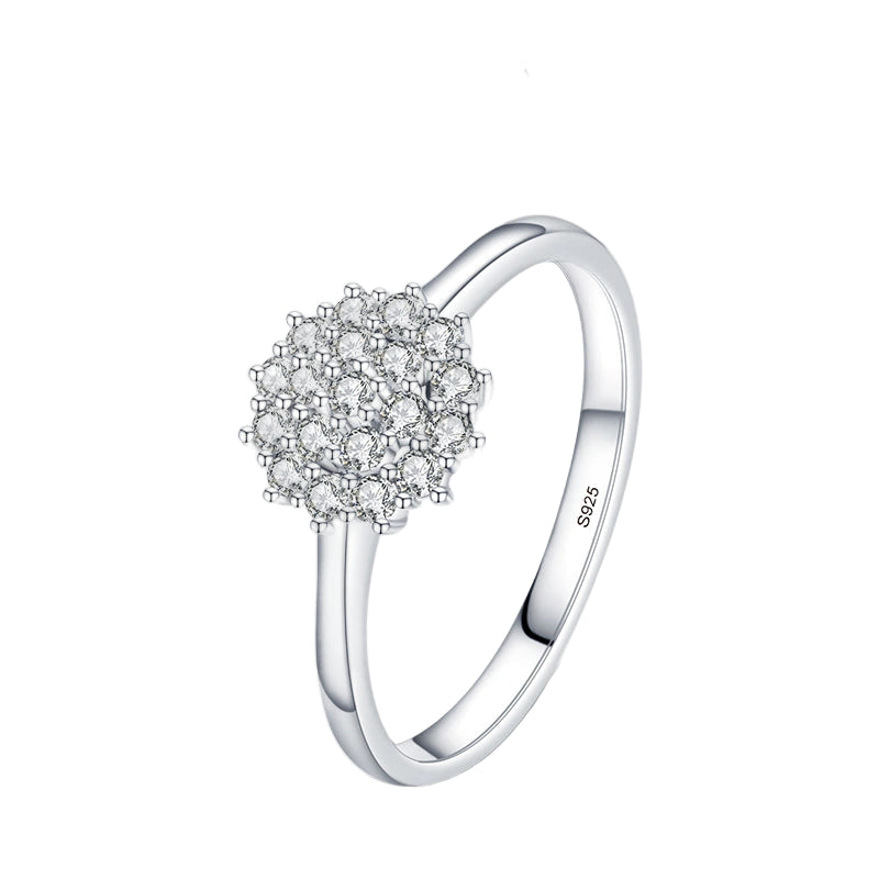 Anel de Prata Flor Pedra Cravejada