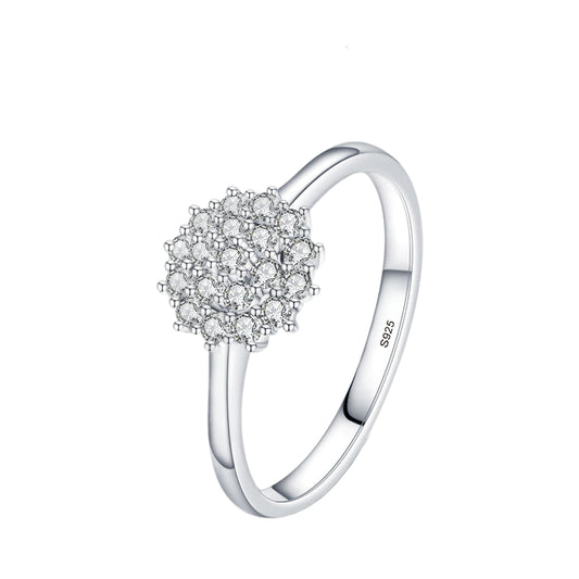Anel de Prata Flor Pedra Cravejada