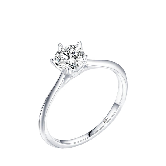 Anel de Prata Aliança Noivado 5 Garras