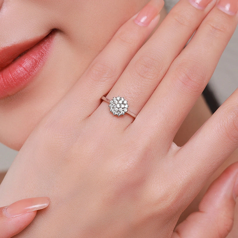 Anel de Prata Flor Pedra Cravejada