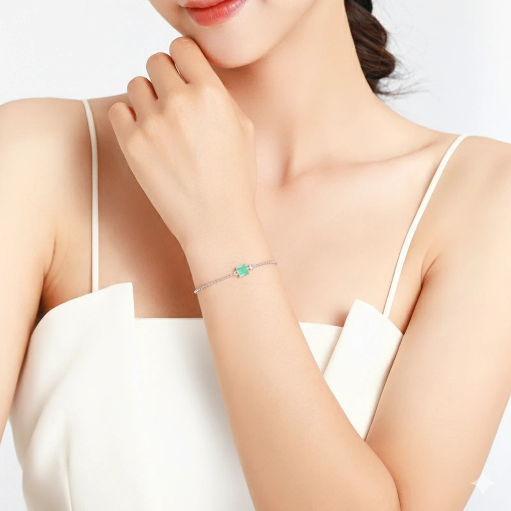 Bracelete de Prata Medusa Turmalina Paraíba Verde